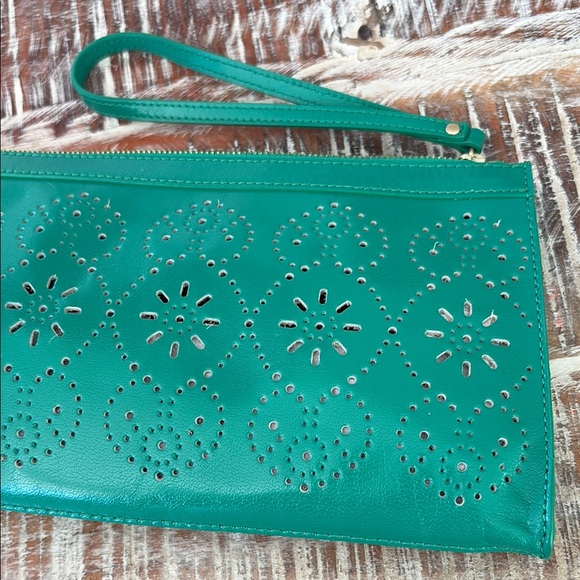 HOBO Green Leather Wristlet Clutch